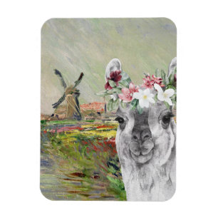 Monet Champ Tulipes und der Extravagante Llama Magnet