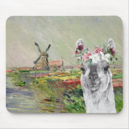 Monet Champ Tulipes und der Extravagante Llama Mousepad