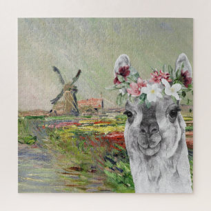 Monet Champ Tulpen und fancy Lama Puzzle