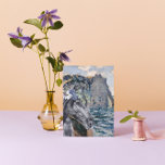 Monet Cliff of Aval & Black Horse Grußkarte Karte<br><div class="desc">Die schöne und einzigartige Grußkarte zeigt Monets Cliff of Aval,  Etretat als Hintergrund für ein schwarzes Pferd in Aquarellfarbe mit Blumenkronenportrait-Overlay.</div>