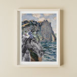Monet Cliff of Aval & Black Horse Poster<br><div class="desc">Ein wunderschönes und einzigartiges Kunstwerk,  das Monet's Cliff of Aval,  Etretat als Hintergrund für ein schwarzes Pferd in Aquarellfarbe mit Blumenkronenporträt überlagert.</div>