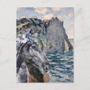 Monet Cliff of Aval & Black Horse Postkarte