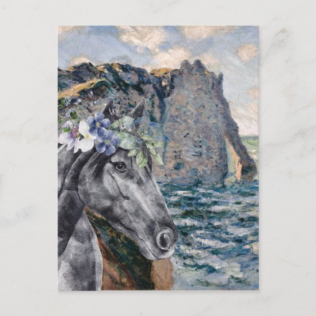 Monet Cliff of Aval & Black Horse Postkarte (Vorderseite)