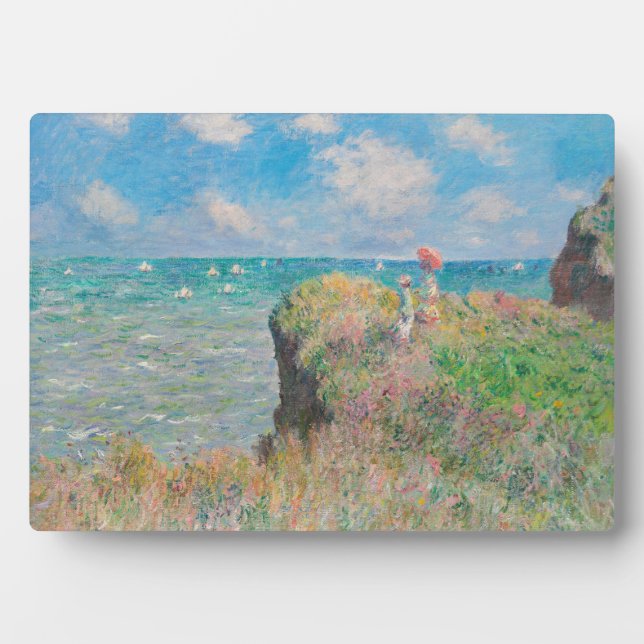 Monet Cliff Walk bei Pourvil Impressionist Malerei Fotoplatte (Vorderseite)