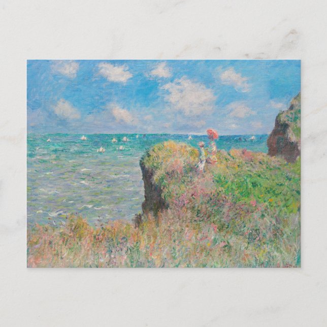 Monet Cliff Walk bei Pourvil Impressionist Malerei Postkarte (Vorderseite)