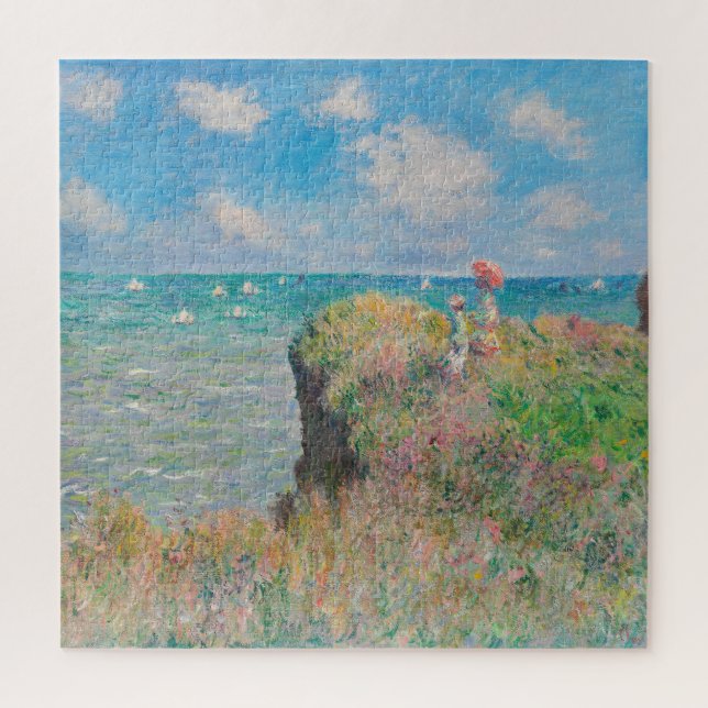 Monet Cliff Walk bei Pourvil Impressionist Malerei Puzzle (Vertikal)
