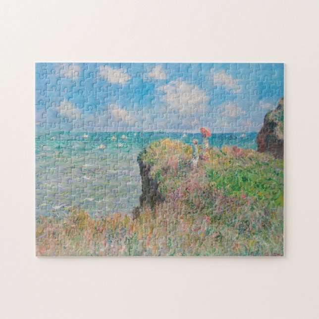 Monet Cliff Walk bei Pourvil Impressionist Malerei Puzzle (Horizontal)
