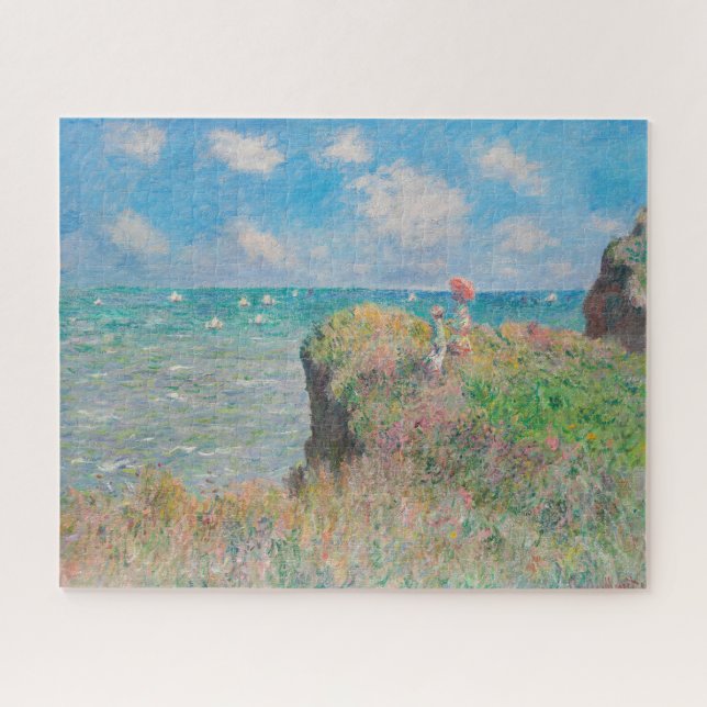 Monet Cliff Walk bei Pourvil Impressionist Malerei Puzzle (Horizontal)
