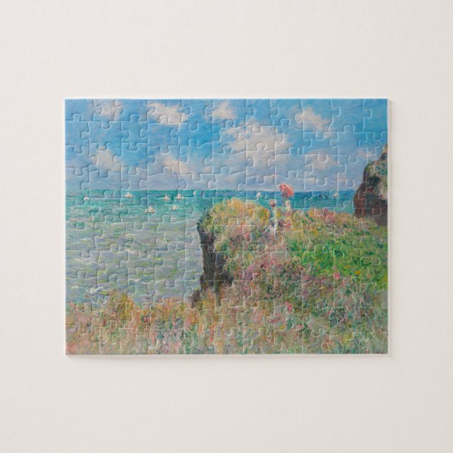 Monet Cliff Walk bei Pourvil Impressionist Malerei Puzzle (Horizontal)