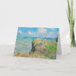 Monet Cliff Walk bei Pourville Grußkarte Karte<br><div class="desc">Monet Cliff Walk bei Pourville Grußkarte. Öl auf Leinwand aus dem Jahr 1882. Der französische Impressionist Claude Monet malte oft das Meer, und dies ist eines seiner beliebtesten und berühmtesten Gemälde im Ozean. Die Arbeit besteht aus zwei Mädchen, die auf einer grasbewachsenen Klippe stehend sind, die über den blauen Wellen...</div>