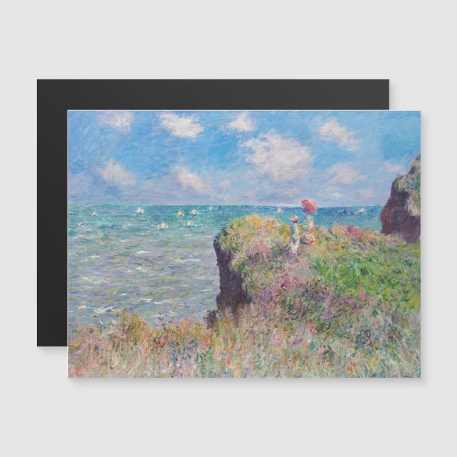 Monet - Cliff Walk bei Pourville Magnetkarte (Vorne/Hinten)