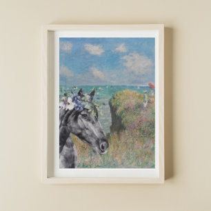 Monet Cliff Walk & Black Horse Poster