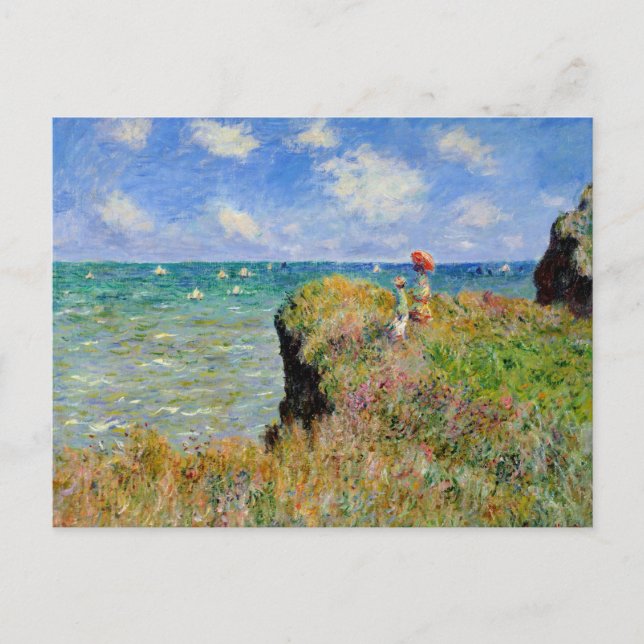Monet - Clifftop Walk in Pourville Postkarte (Vorderseite)