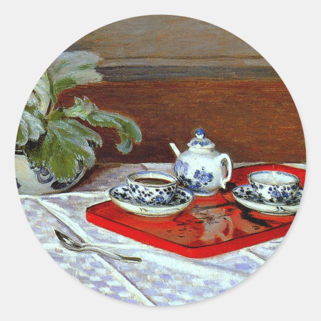 Monet: Das Teeservice Runder Aufkleber (Vorderseite)