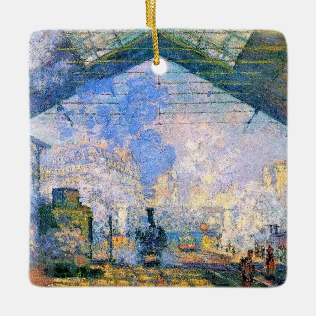 Monet - Der Bahnhof Saint-Lazare, Kunst Keramikornament (Vorderseite)
