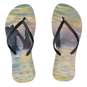 Monet - Der Manneport, Klippe bei Etretat, Sonnenu Flip Flops