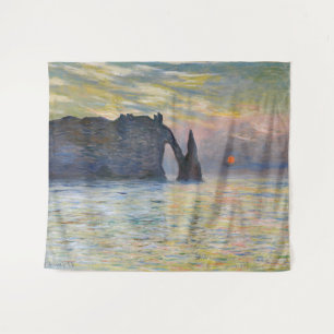 Monet - Der Manneport, Klippe bei Etretat, Sonnenu Wandteppich