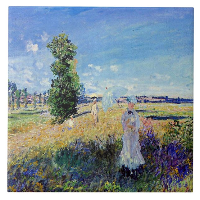 Monet - Der Spaziergang, berühmtes Gemälde, Fliese (Vorderseite)