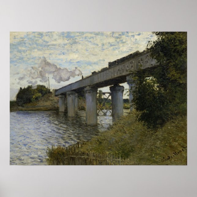 Monet - Die Eisenbahnbrücke in Argentinien Poster (Vorne)