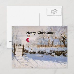 Monet - Die Elster, Weihnachtsgrüße Feiertagspostkarte