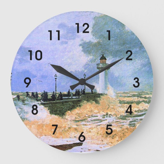 Monet - Die Mole in Le Havre, Große Wanduhr (Vorderseite)