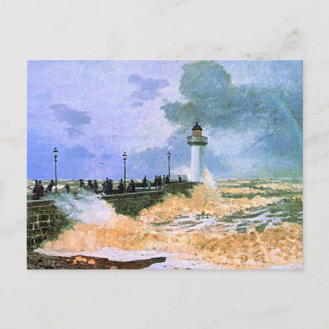 Monet - Die Mole in Le Havre, Postkarte (Vorderseite)
