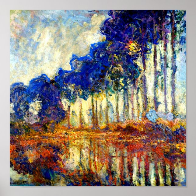 Monet - Die Poplars im Herbst Poster (Vorne)