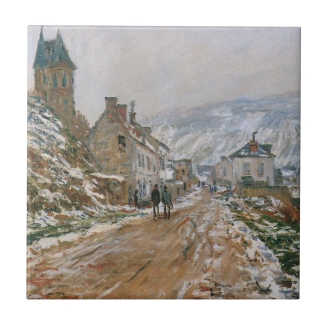 Monet - Die Straße in Vetheuil im Winter Fliese (Vorderseite)