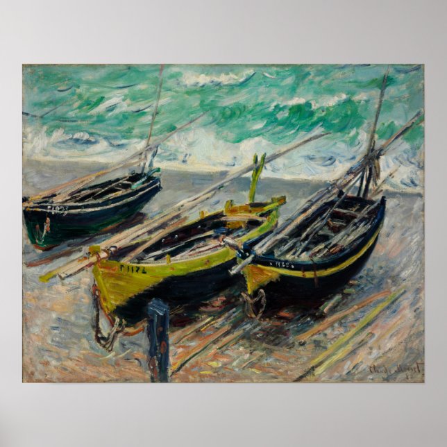 Monet - Drei Fischerboote Poster (Vorne)