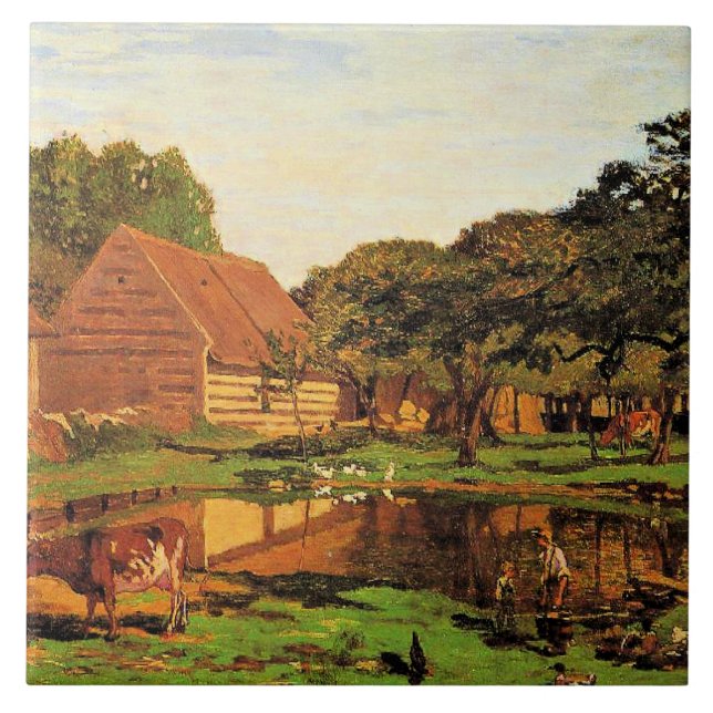Monet - Ein Bauernhof in der Normandie, Fliese (Vorderseite)