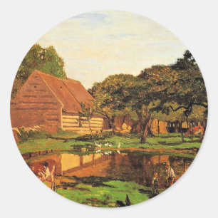 Monet - Ein Bauernhof in der Normandie, Runder Aufkleber