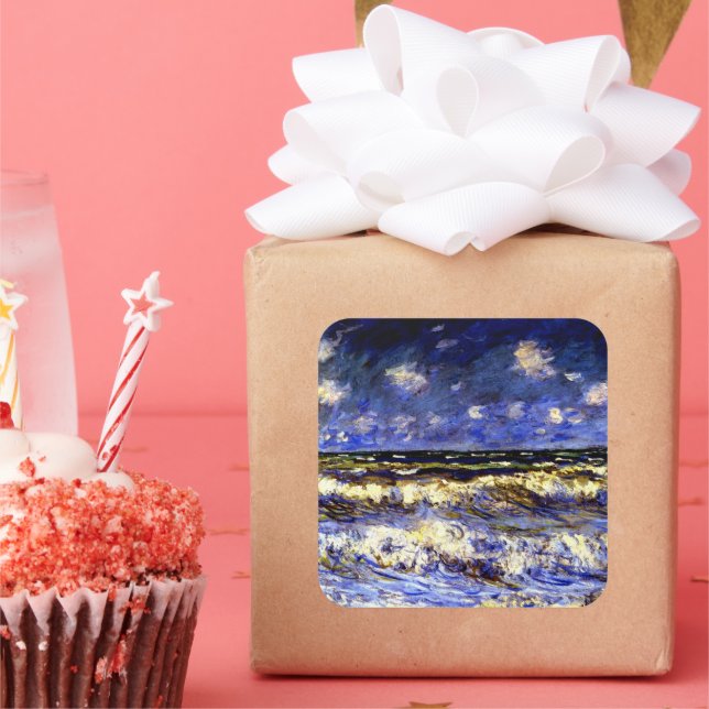 Monet - Ein stürmisches Meer Quadratischer Aufkleber (Party)