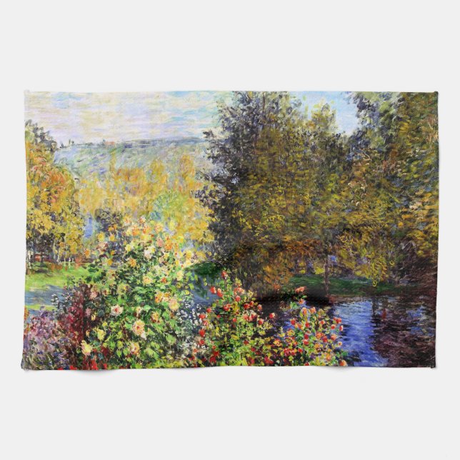 Monet - Eine Ecke des Gartens am Montgeron Geschirrtuch (Horizontal)