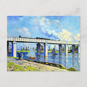 Monet - Eisenbahnbrücke in Argenteuil Postkarte