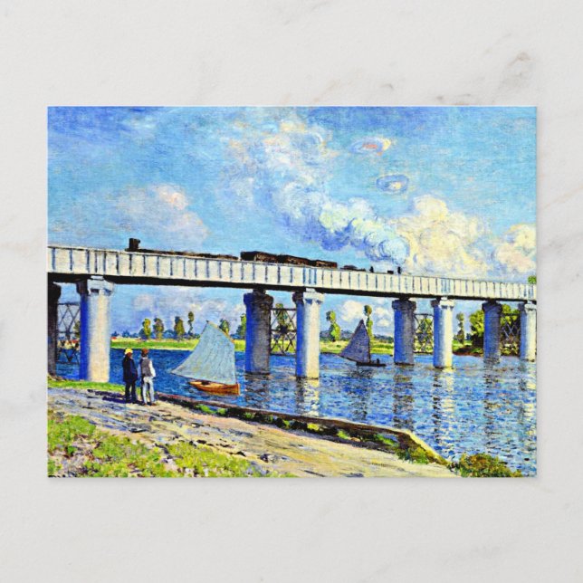 Monet - Eisenbahnbrücke in Argenteuil Postkarte (Vorderseite)