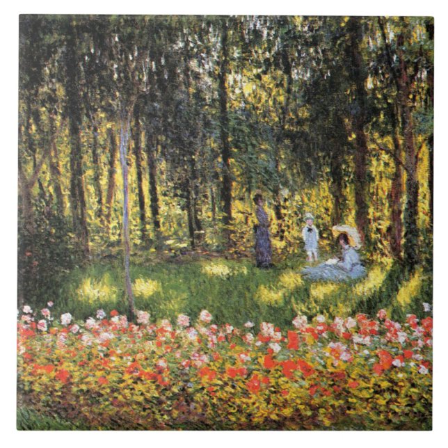 Monet - Familie der Künstler im Garten Fliese (Vorderseite)