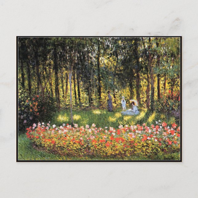 Monet - Familie der Künstler im Garten Postkarte (Vorderseite)