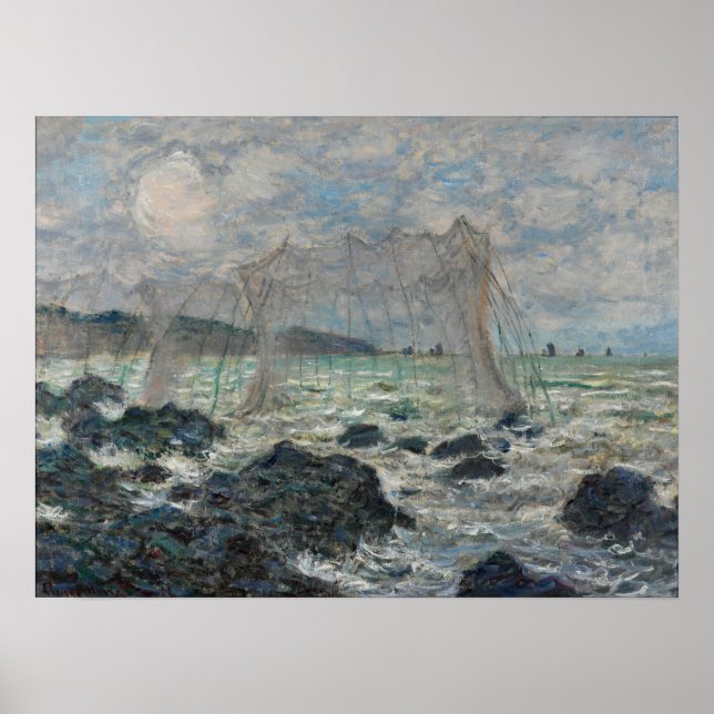 Monet - Fangnetze in Pourville Poster (Vorne)
