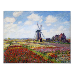 Monet Feld der Tulpen mit Windmühlen-Druck Fotodruck