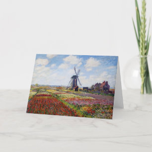 Monet Feld der Tulpen mit Windmühlen-Gruß-Karte Karte