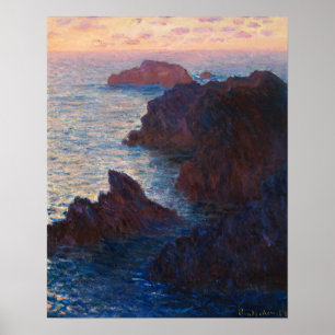 Monet - Felsen bei Belle Ile Port Domois Poster