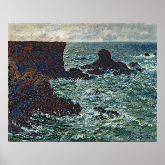 Monet - Felsen in Port Coton The Lion Rock 1886 Poster (Vorne)