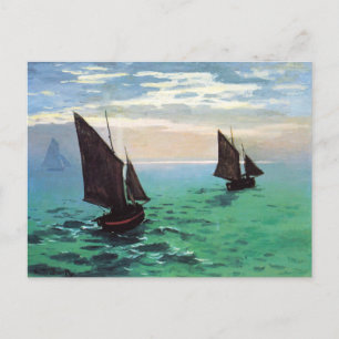 Monet Fishing Boote auf See Postcard Postkarte