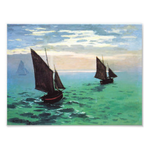 Monet Fishing Boote auf See Print Fotodruck