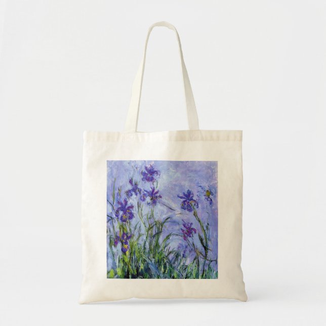 Monet Flieder Irises Taschen-Tasche Tragetasche (Vorne)