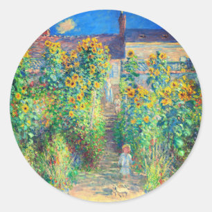 Monet Flower Garden Runder Aufkleber