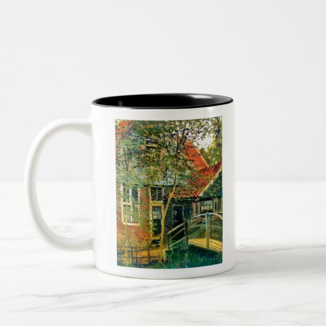 Monet France Impressionist People Little Bridge Pa Zweifarbige Tasse (Links)