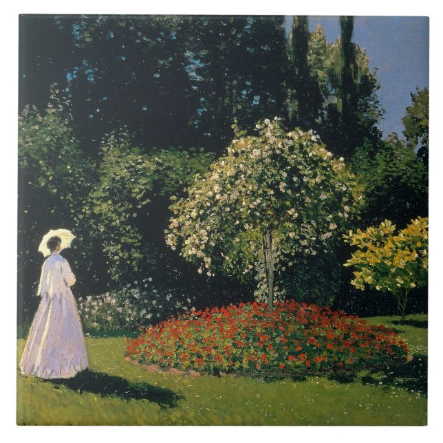 Monet: Frau im Garten Fliese (Vorderseite)