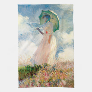 Monet Frau mit einem Sonnenschirm Handtuch