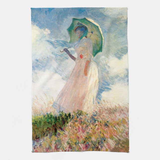 Monet Frau mit einem Sonnenschirm Handtuch (Vertikal)